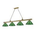 Z-Lite Cordon 4 Light Billiard, Rubbed Brass & Green 2306-4RB-ARG